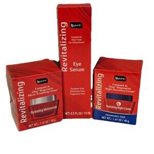 b Pure Revitalizing Hydrating Night Cream, Moisturizer & Eye‎ Serum Set